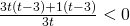 \frac{3t(t-3)+1(t-3)}{3t}<0