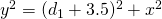 y^{2}=(d_1+3.5)^{2}+x^{2}