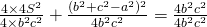 \frac{4\times 4S^{2}}{4 \times b^{2}c^{2}}+\frac{(b^2+c^2-a^2)^{2}}{4b^{2}c^{2}}=\frac{4b^{2}c^{2}}{4b^{2}c^{2}}