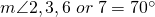 m\angle 2,3,6\; or\; 7=70^{\circ}