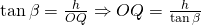 \tan \beta=\frac{h}{OQ}\Rightarrow OQ=\frac{h}{\tan \beta}