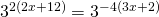 3^{2(2x+12)}=3^{-4(3x+2)}