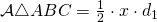 \mathcal{A}\triangle ABC=\frac{1}{2}\cdot x \cdot d_{1}