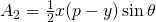 A_2=\frac{1}{2}x(p-y) \sin \theta