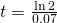 t=\frac{\ln 2}{0.07}