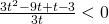 \frac{3t^2-9t+t-3}{3t}<0