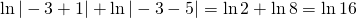 \ln|-3+1|+\ln|-3-5|=\ln2+\ln8=\ln16