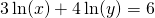 3\ln(x)+4\ln(y)=6