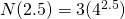 N(2.5)=3(4^{2.5})