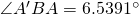 \angle{A'BA}=6.5391^\circ