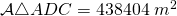 \mathcal{A}\triangle ADC=438404 \; m^{2}