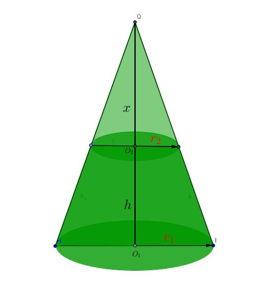 calculate the volume of truncated cone